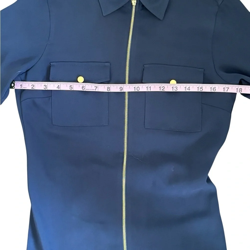 Calvin Klein Blue Cuffed Sleeve Shirt Dress - Picture 6 of 9